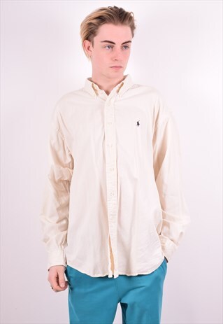 RALPH LAUREN MENS VINTAGE SHIRT XL WHITE 90'S