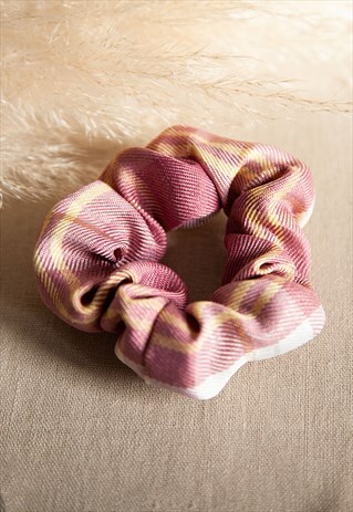 TARTAN CHECK HAIR SCRUNCHIE - PINK