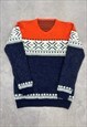 VINTAGE KNITTED JUMPER ABSTRACT PATTERNED KNIT SWEATER