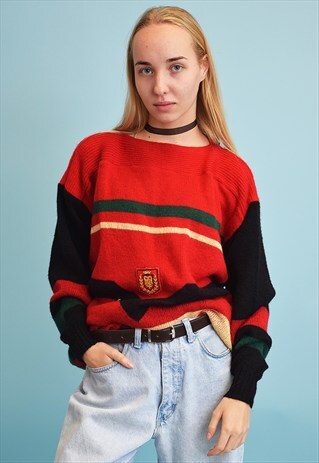 80'S RETRO HERITAGE SPORTS KNITTED JUMPER TOP