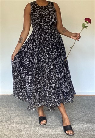 REVIVAL VINTAGE 80S JAEGER BLACK WHITE SUMMER DRESS