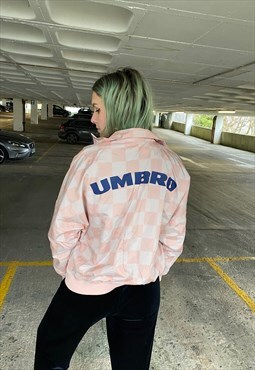 Vintage Umbro Pink and White Checkered Windbreaker