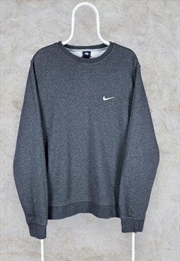 Nike Sweatshirt Grey Pullover Embroidered Swoosh Men's XL