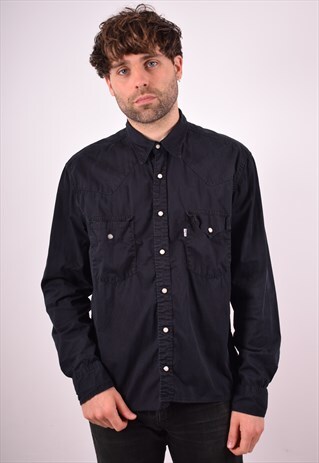 LEVI'S MENS VINTAGE SHIRT XL BLACK 90S