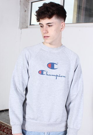 VINTAGE CHAMPION GREY PRINTED SWEATSHIRT