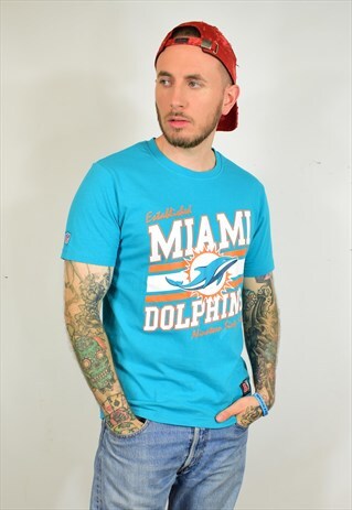 VINTAGE NFL MIAMI DOLPHINS BLUE PRINT T SHIRT