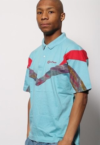 VINTAGE SERGIO TACCHINI LOGO POLO SHIRT BLUE