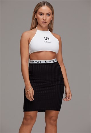 HALTER TOP IN WHITE WITH LOGO
