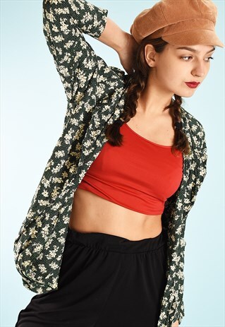 90'S RETRO MINIMALIST PARIS CHIC FLORAL BLOUSE SHIRT TOP