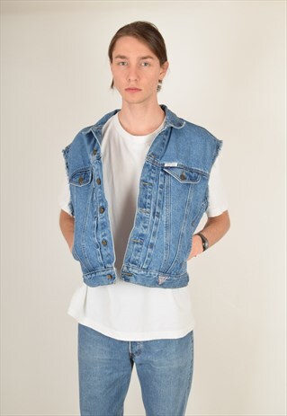 VINTAGE 90S GUESS DENIM GILET MADE IN CANADA (3330)