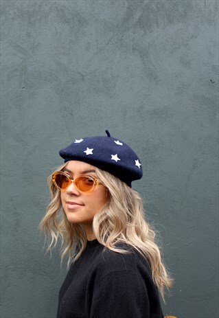 HANDMADE UNISEX NAVY STAR BERET
