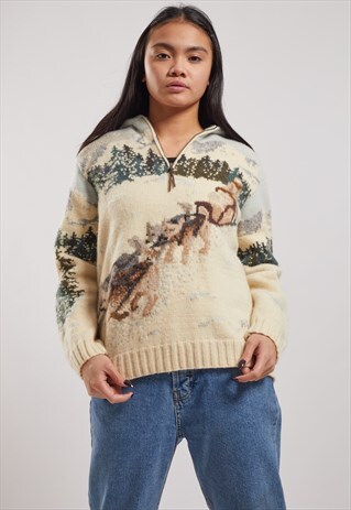 VINTAGE RALPH LAUREN 1/4 ZIP HAND KNITTED JUMPER