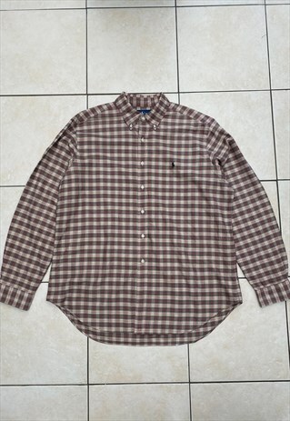 Vintage polo Ralph Lauren 1990s tan check shirt XL