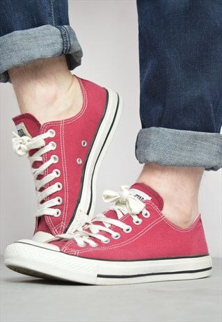 VINTAGE 90S CONVERSE BURGUNDY OX SHOES TRAINERS RETRO