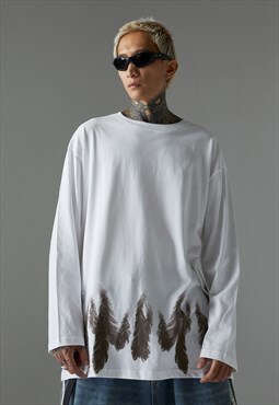 Leaves print sweatshirt thin jumper grunge gorpcore t-shirt