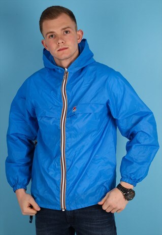 VINTAGE K-WAY WINDBREAKER JACKET IN BLUE NJ732