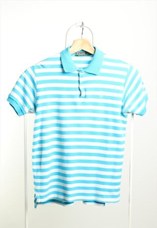 Vintage Polo Ralph Lauren Striped Polo Shirt Logo Blue White