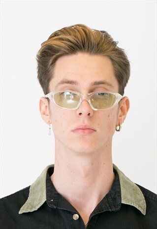 VINTAGE CLEAR GREEN TINTED COLOUR SMALL RETRO SUNGLASSES