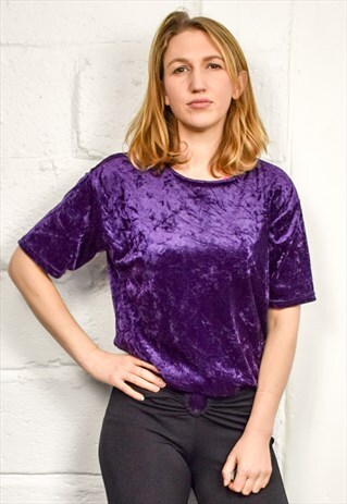 VINTAGE 90S PURPLE VELVET TEE TOP