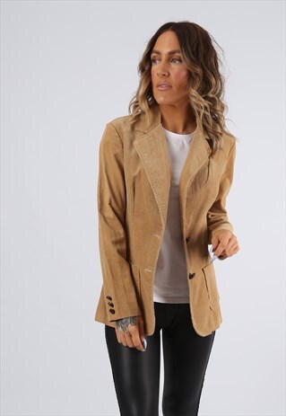 CORDUROY BLAZER JACKET CORD VINTAGE UK 10 SMALL (K92P)