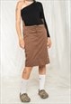 VINTAGE COP COPINE SKIRT Y2K WEIRD CUT MIDI IN BROWN