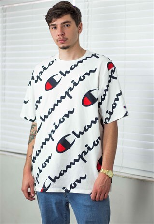 VINTAGE CHAMPION T-SHIRT LOGO 90S XXL 10.9