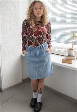 Vintage Blue Denim Mini Skirt