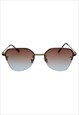 SEMI RIMLESS SUNGLASSES IN PALE GOLD FRAME WITH BROWN LENS