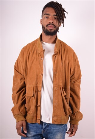 MENS VINTAGE LEATHER JACKET XL BROWN 90S