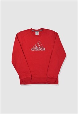 Vintage Adidas Embroidered Logo Sweatshirt in Red