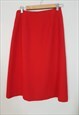 VINTAGE 90'S RED WOOL A LINE SKIRT