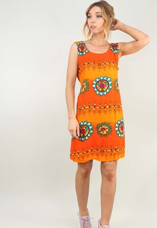 VINTAGE 90S PATTERNED SUMMER SLIP DRESS