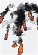 FLAME T-SHIRT BURNING FIRE TEE GRUNGE GRAFFITI TOP IN WHITE