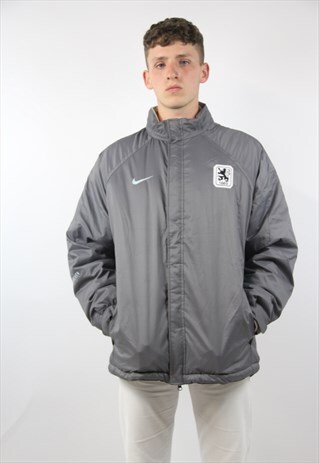 VINTAGE NIKE GREY FLEECE LINED SPORTS JACKET