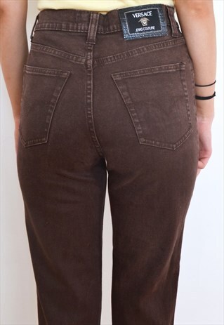 VTG VERSACE BROWN DENIM HIGH WAISTED MOM JEANS