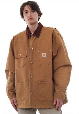Vintage CARHARTT Chore Jacket Coat Work Blanket Lined Brown
