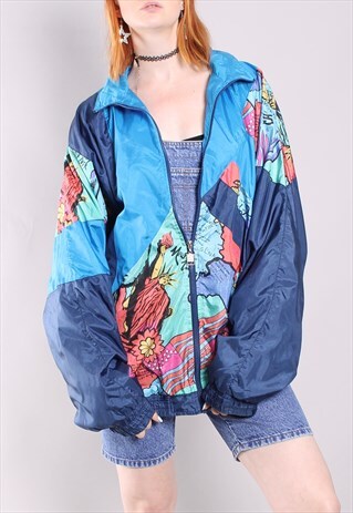 VINTAGE 90S NEW YORK PRINT SHELL JACKET