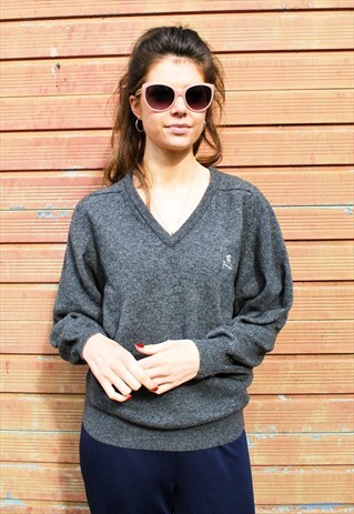 PRINGLE GREY WOOL JUMPER