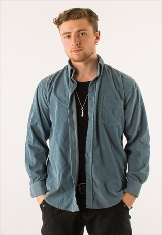 VINTAGE 90S BLUE CORDUROY SHIRT XL