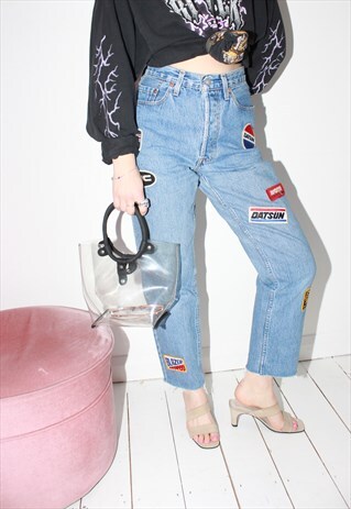 REWORKED VINTAGE 90S LEVIS HIGHWAISTED PATCHED MUM JEANS