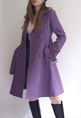 PURPLE WOOL MIDI COAT