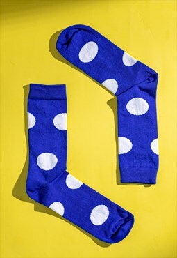 Soft royal blue polka dot Egyptian cotton men's socks