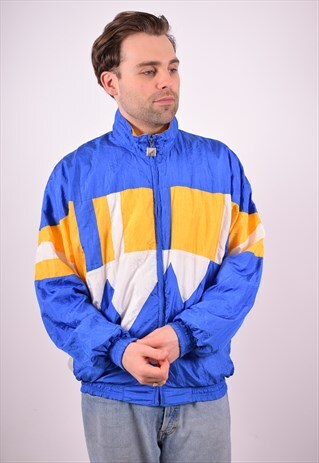 MENS VINTAGE TRACKSUIT TOP JACKET LARGE MULTI 90S