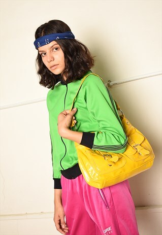 VINTAGE Y2K RETRO FAUX LEATHER SHOULDER BAG IN YELLOW