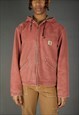 CARHARTT ACTIVE HOODED BOMBER JACKET IN PINK.