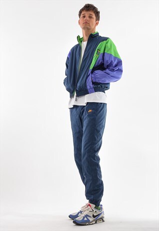 VINTAGE NIKE JACKET AND PANTS 90S NAVY BLUE GREEN PURPLE