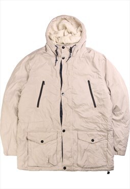 Vintage 90's Nautica Puffer Jacket Full Zip Up Beige