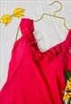 VINTAGE 90'S FRILL STRAP BRIGHT PINK SWIMSUIT