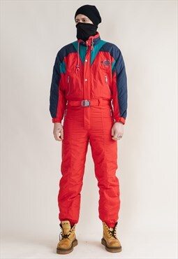 Vintage Etirel Red One Piece Snow Suit Ski Suit Men M