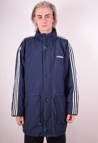 ADIDAS MENS VINTAGE JACKET XL NAVY BLUE 90S